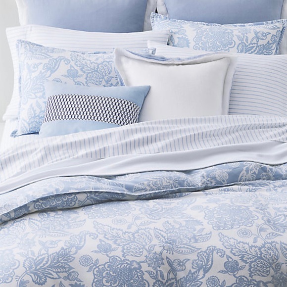 Ralph Lauren JOANNA Linen Euro ShamAqua & White
